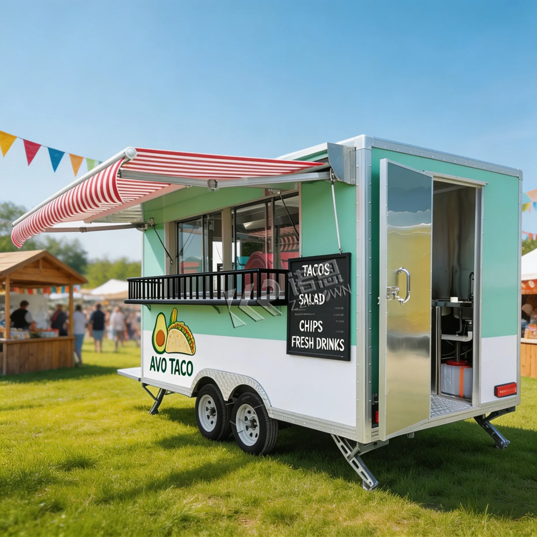 Wholesale Mobile Kitchen Food Trailer Pancake Waffle Crepe Fast Food Truck with Customized Interior Layout