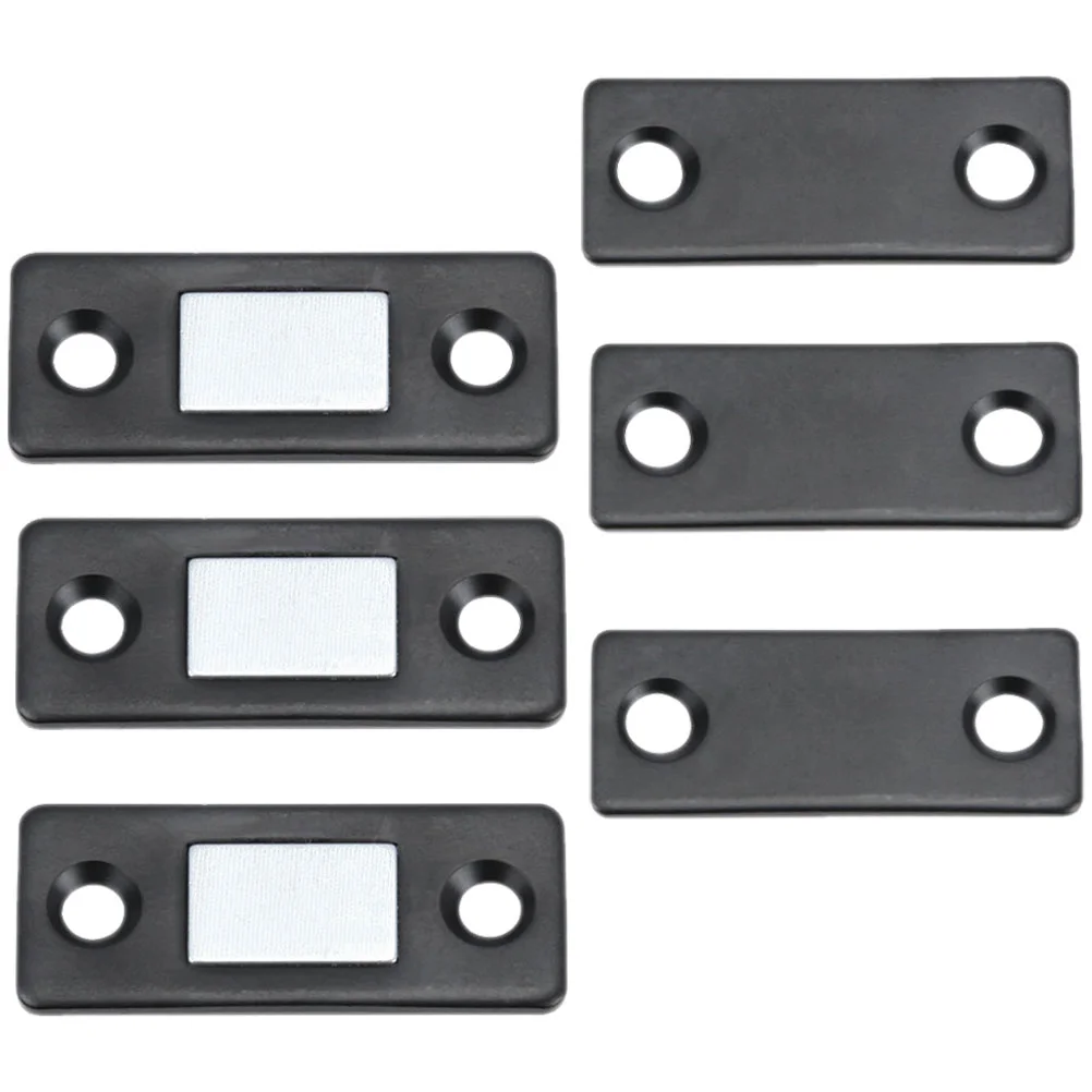 Magnets for Cabinet Doors Magnetic Catch Closer Punch-free Sliding Wardrobe Snapper Ultra-thin Invisible (black) 3 Sets Drawer