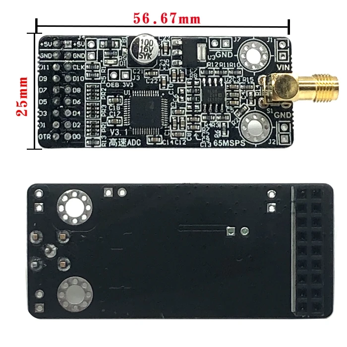 

High speed AD module, AD9226 module, parallel 12 bit AD, 65M data acquisition, FPGA development board