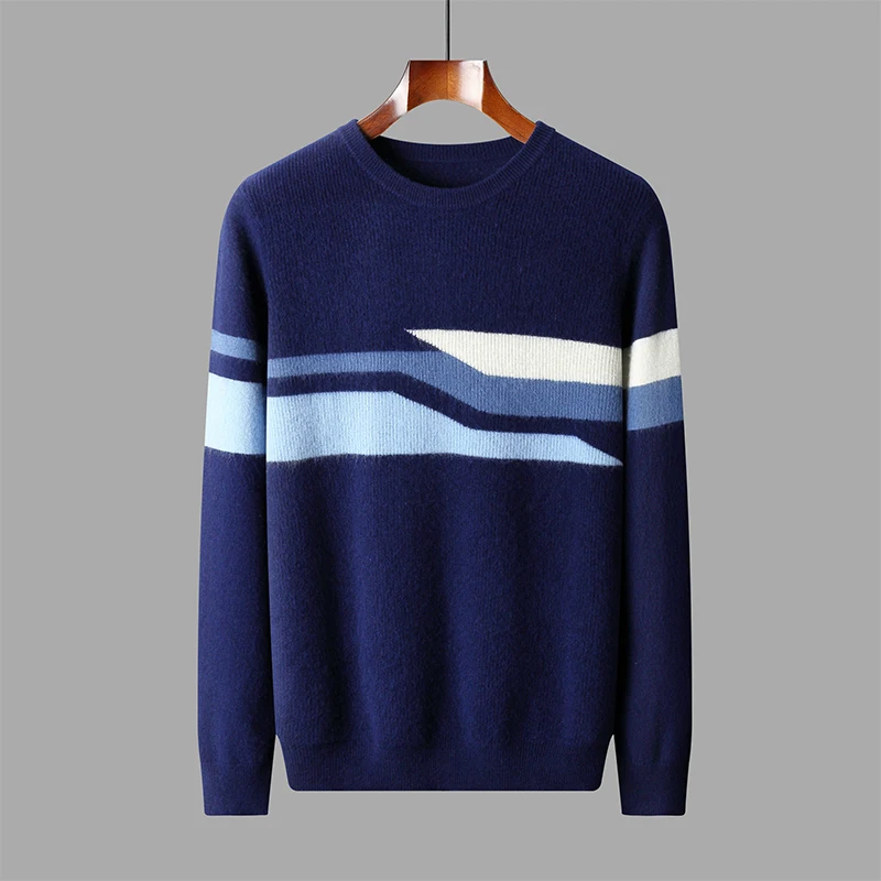 Thickened Autumn/Winter new 100% Merino wool cashmere sweater men's half turtleneck pullover warm bottom knit shirt top