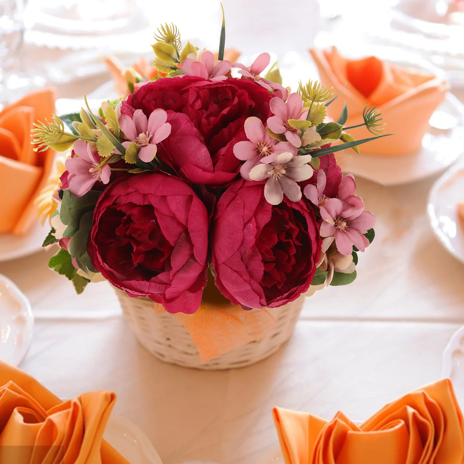 

Peony Flower Ball Artificial Wedding Centerpiece Mini Silk Peony Decor For Table Fireplace Home Party Faux Flowers