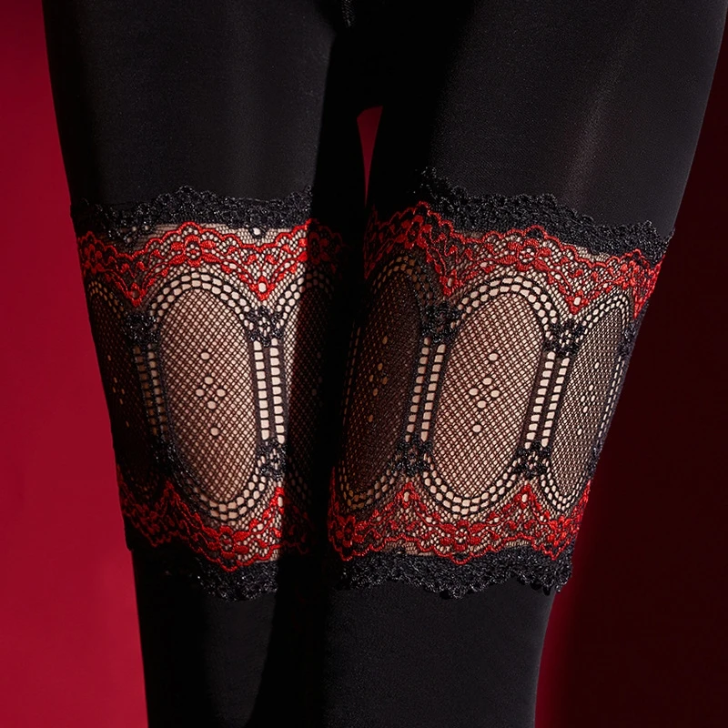 وهمية الدانتيل المرقعة الفخذ العليا جوارب المرأة مثير قطعة واحدة الورك رفع سليم تشكيل جوارب طويلة 120D ربيع الخريف الوسائط