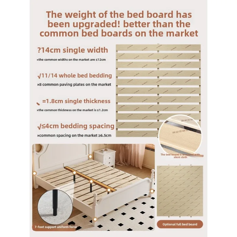 French solid wood bed cream wind princess bed carved retro 1.8m double master bedroom American Anna bed white European style