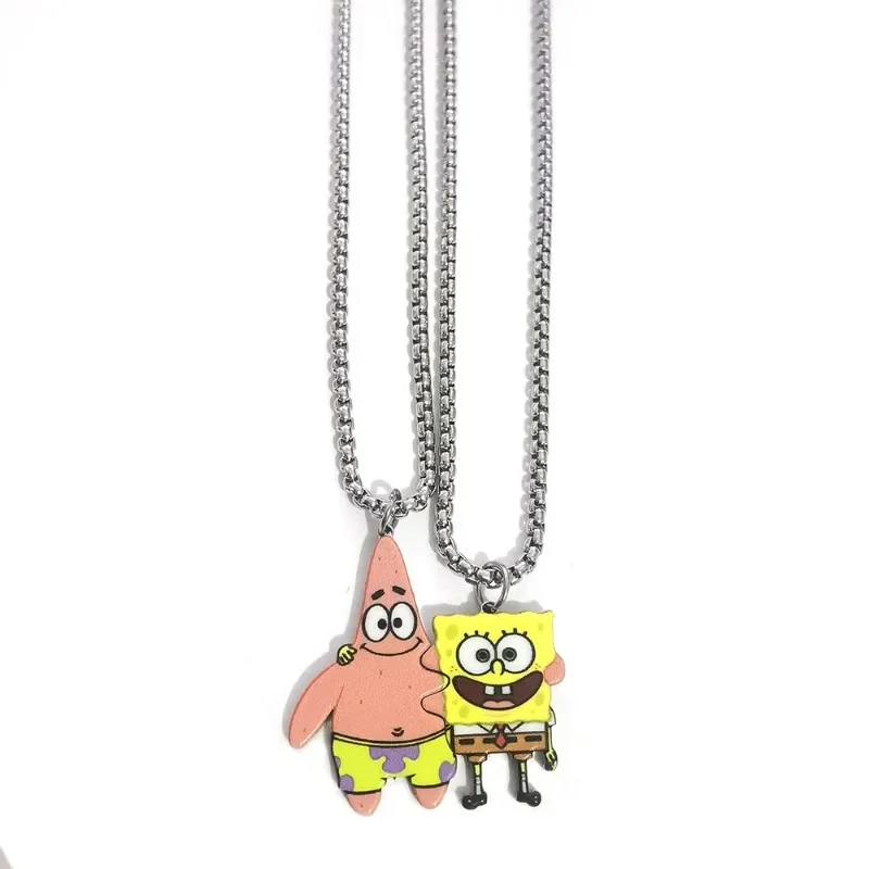 SpongeBob Patrick Star collana Cartoon Anime coppia collana catena clavicola ragazza portachiavi carino zaino ciondolo portachiavi regalo