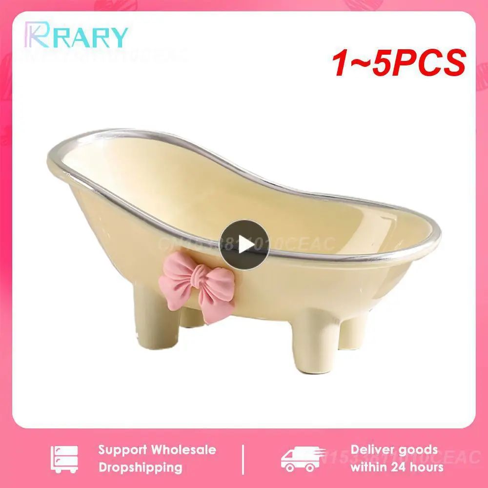 1~5PCS Creative Bathtub Soap Box Easy Storage Artistic Style Soap Box Plastic Creative And Interesting Countertop Drain Soap Box