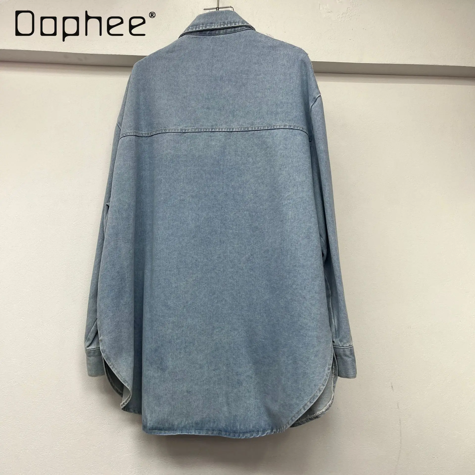 2025 Summer New European Station Butterfly Embroidery Lace Rhinestone Lapel Denim Jacket Top Women Fashion Oversized Jean Jacket