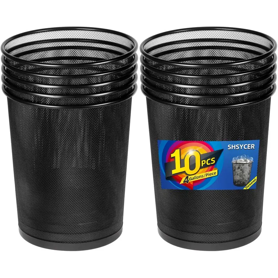 

Mesh Trash Cans 4 Gallon, 10 Pack, Metal Wire Wastebaskets, Waste Basket Trash Can, Small Trash Cans, Recycling Garbage Containe