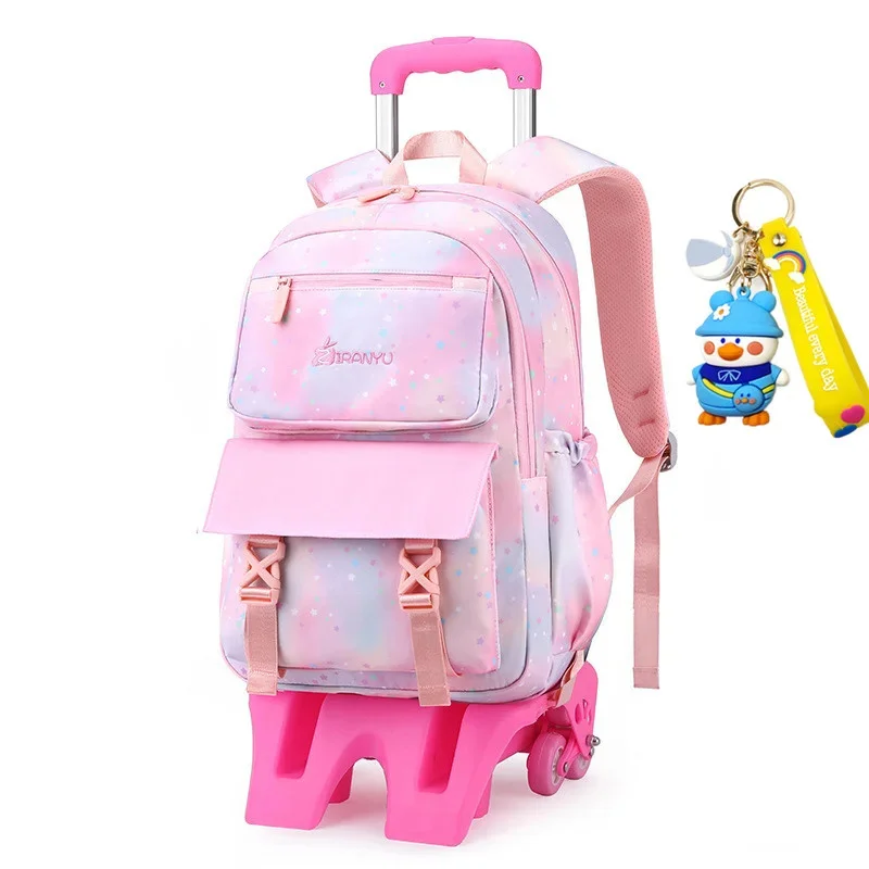 Trolley Schoolbag com rodas para crianças, Sacos de livros removíveis para crianças, Mochila escolar para meninas, Bagagem