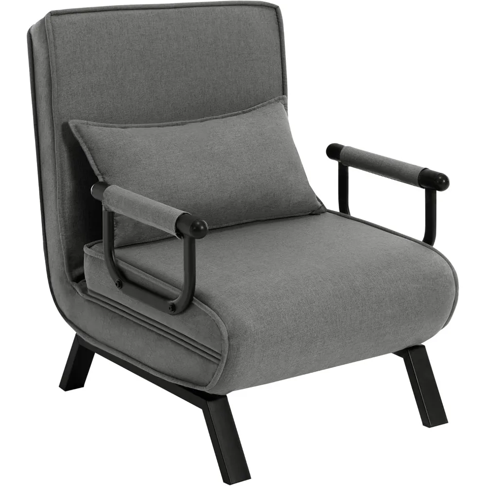 3-in-1-Schlafsofa mit Bettfunktion, Klappstuhl, verstellbare Rückenlehne, abnehmbare Kissen,