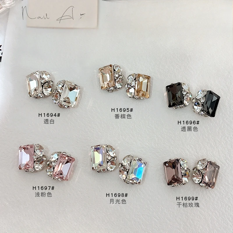 

5pcs Geometric Square Pile Drill Colorful Pointed Bottom Crystal Nail Art Decoration Delicate Rhinestone Manicure Accessories