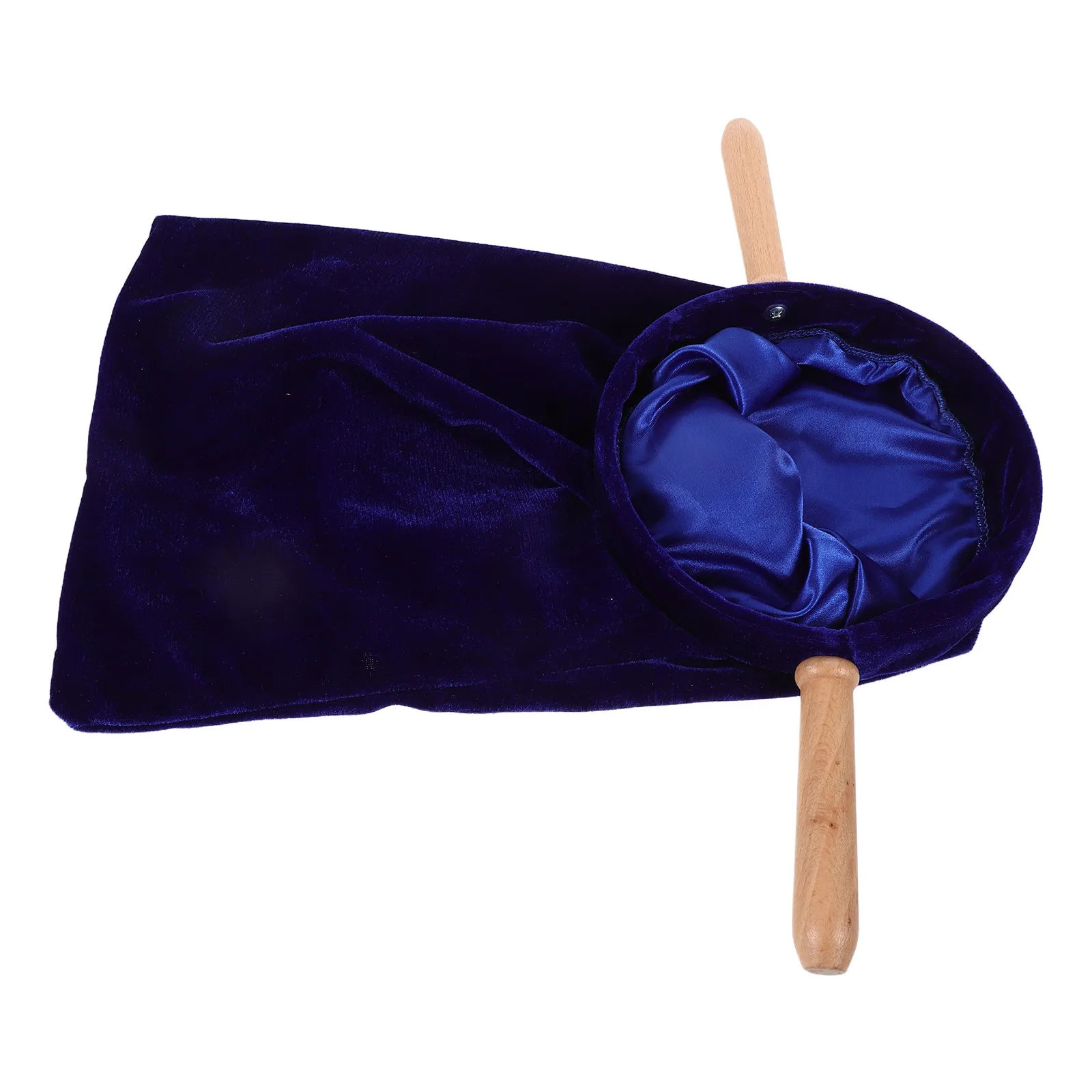 Church Offering Bag Blue Canvas Stable Wooden Handle Suitable Communion Baptism Christening Church Collection Supplies