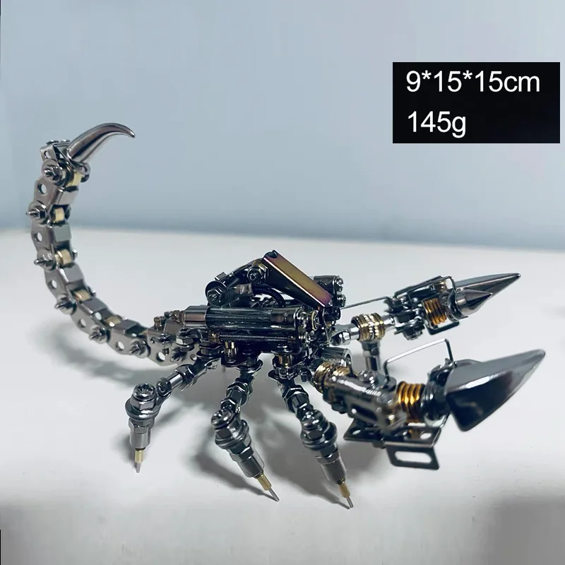 DIY Punk 3D Building Blocks Metal Stainless Steel Mechanical Assembly Luminous Insect Scorpion Model Birthday and Christmas Gift