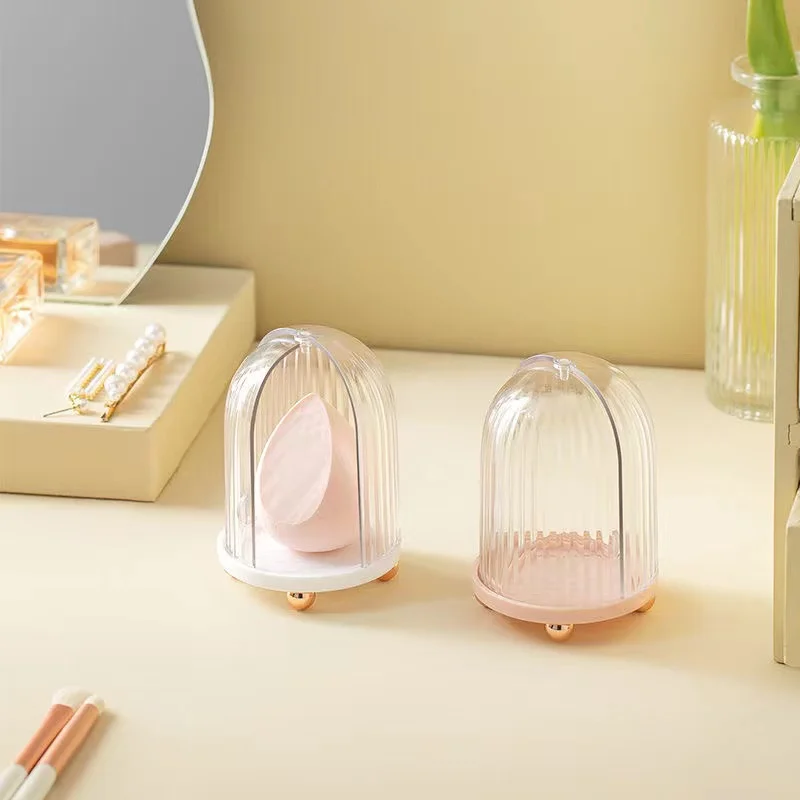 Dustproof Makeup Sponge Beauty Egg Bracket with Dryer Cover Cosmetic Organizer Box Gourd Powder Puff Rack Holder Drying Stand