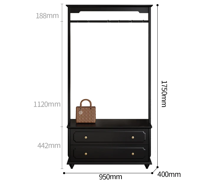 

American retro high-end floor coat rack with locker integrated