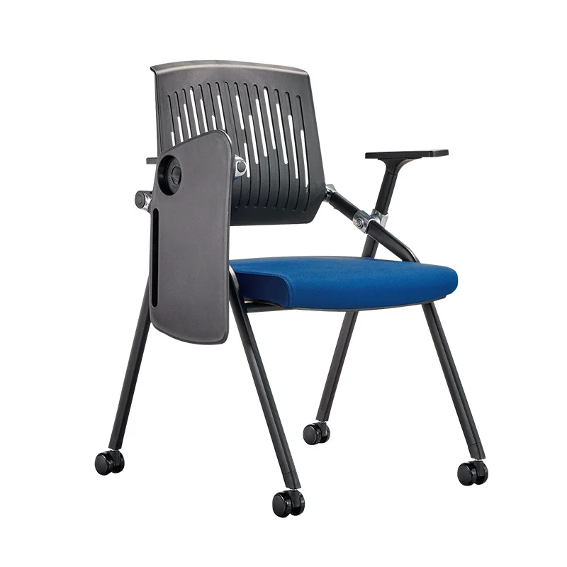 

Foldable training desk and chair integrated staff mesh conference chair training coaching agency training chair with tablet