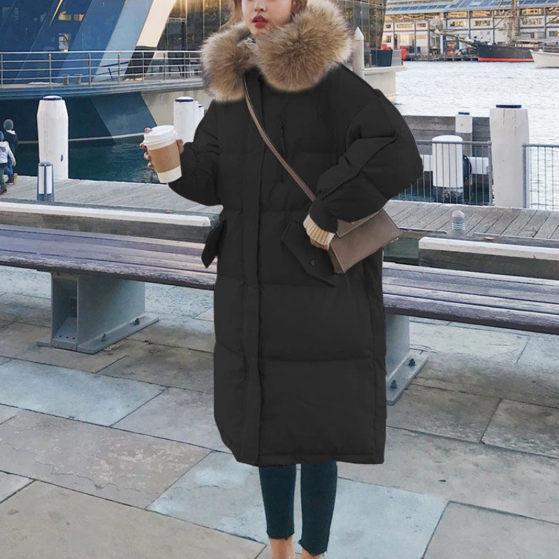 المرأة الدافئة سميكة سترات طويلة ، القطن أسفل السترات ، معاطف Vintage ، ملابس خارجية فضفاضة ، ملابس الإناث ، الخريف ، الشتاء #3