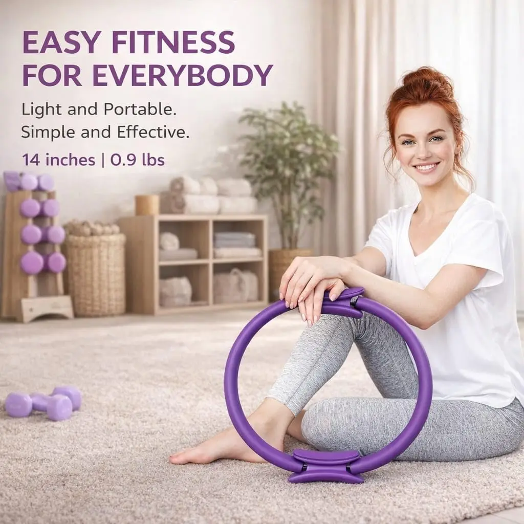 Lightweight Durable Dual-Grip Pilates Ring Yoga Circle for Thighs, Arms & Core for Home Pilates Exercise