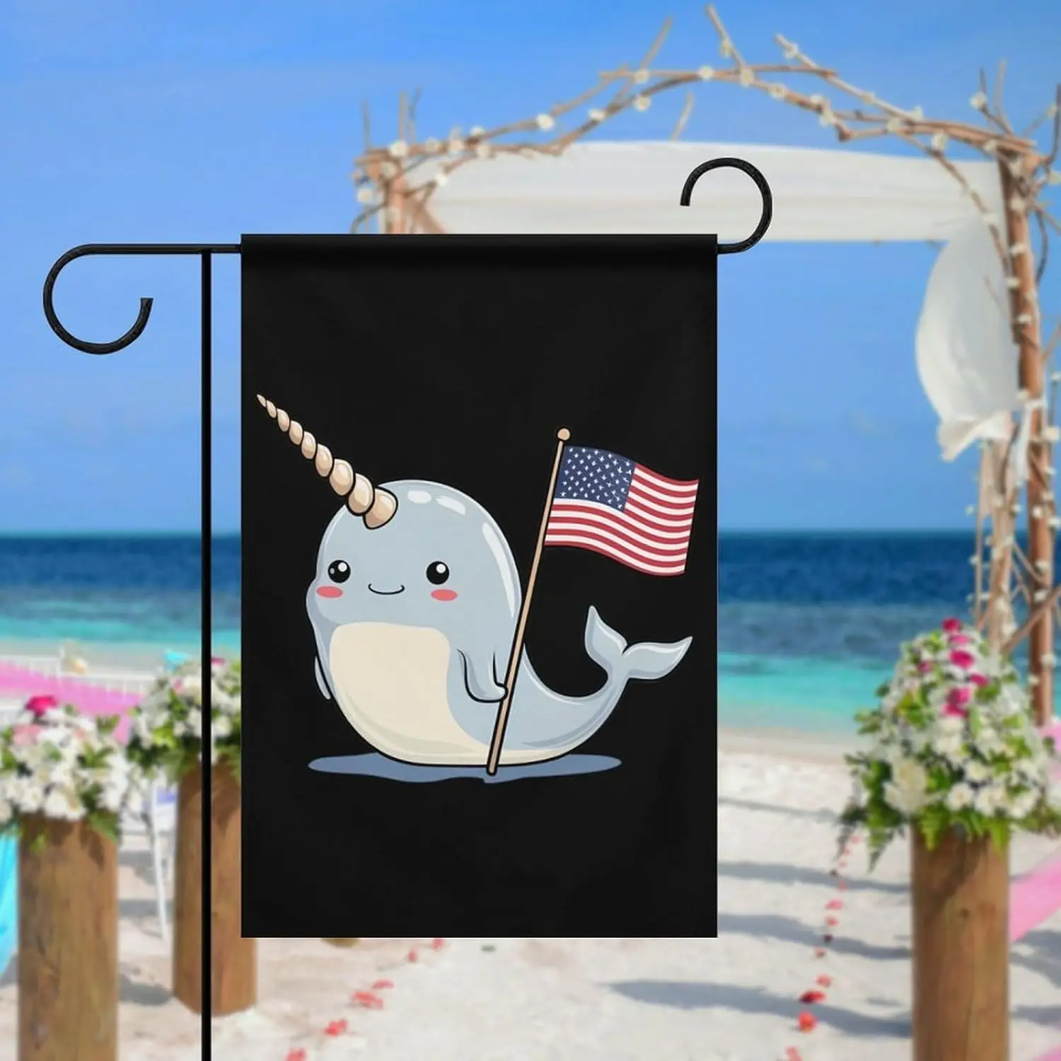 Cute Narwhals U.S. Flag Funny Garden Flags 12×18 Inch Double Sided Outside Yard Flag for Seasonal Outdoor AAS