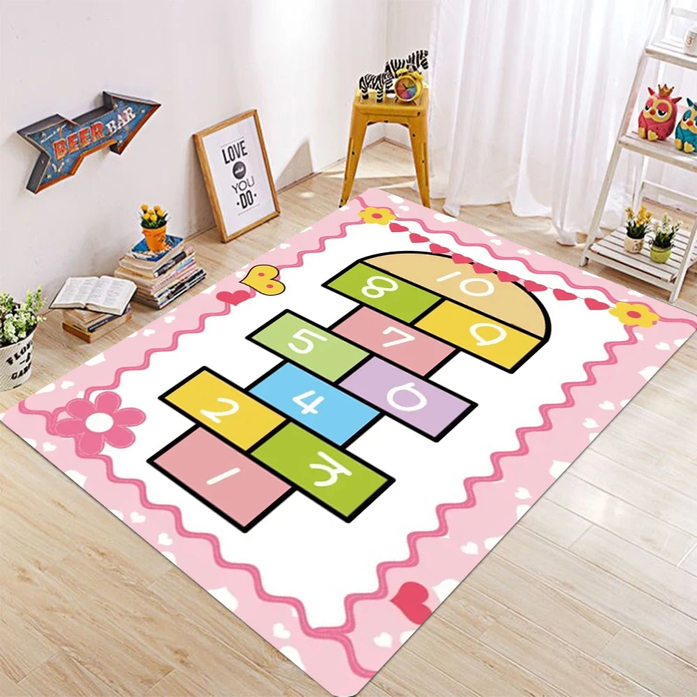  Hopscotch Play Rug Collection With Rainbow Number Patterns Educational Game Carpet For Room Decor