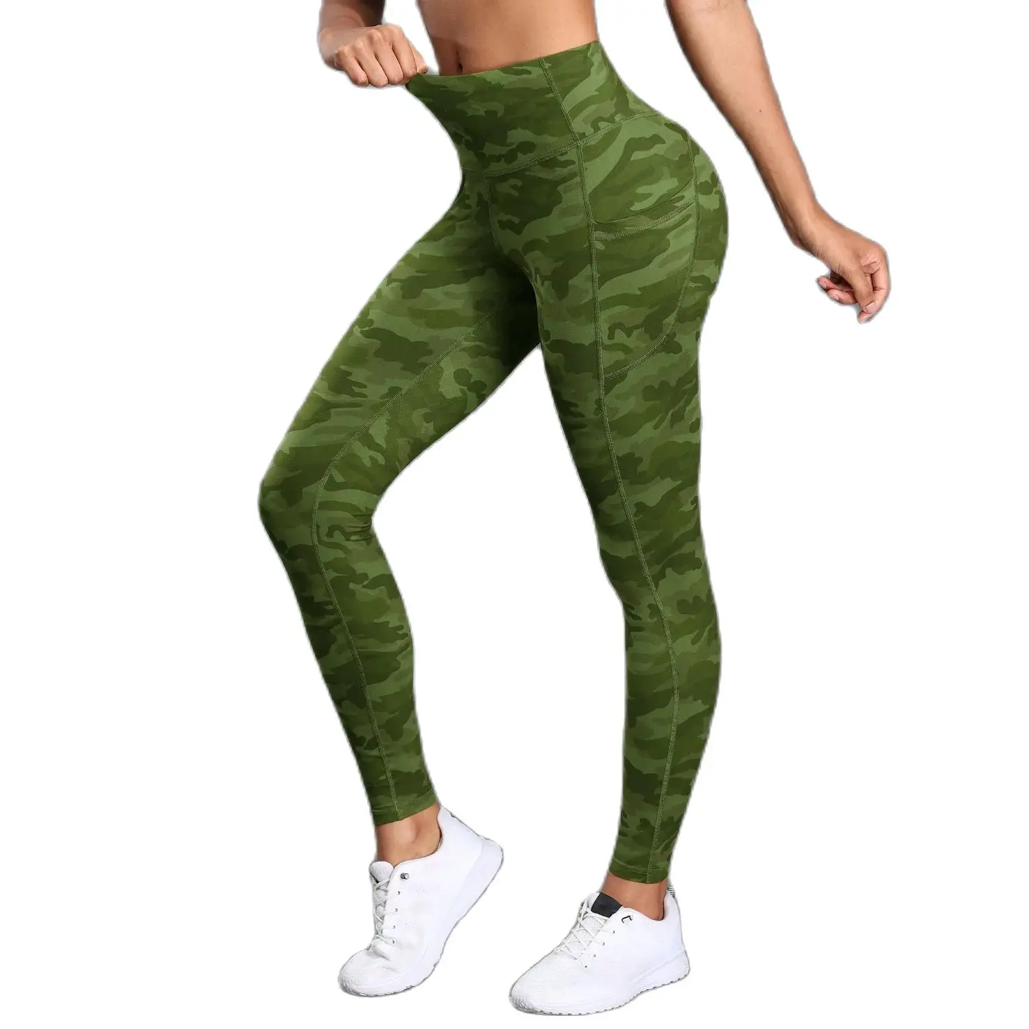 Women Digital Printing Sports Leggings with Pockets High Waist Butt Lifting Yoga Pants Gym Fitness Tight Casual Wear