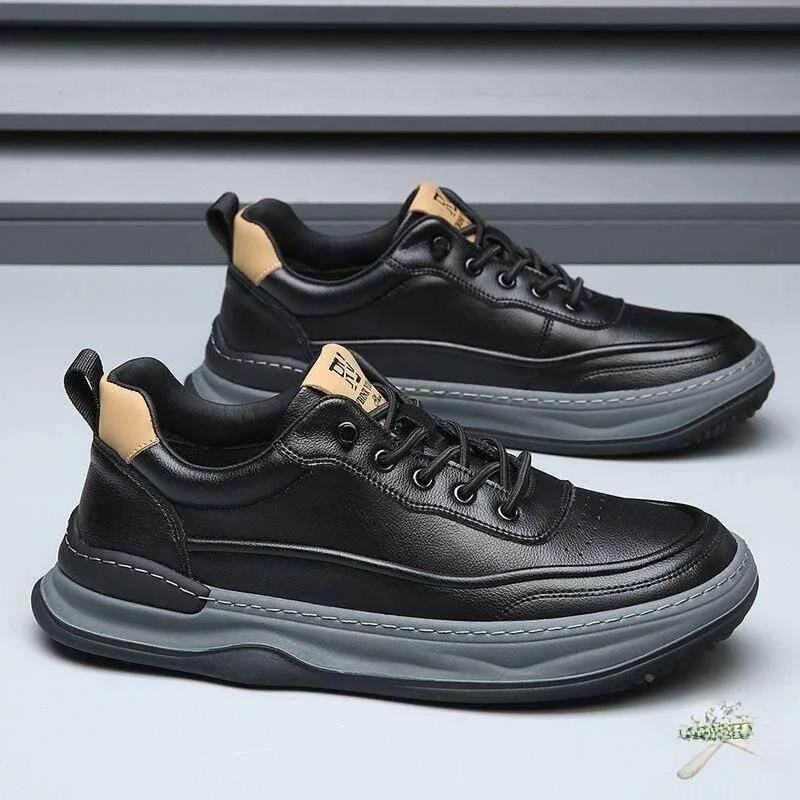 Casual Soft Leather Shoes Men's Top Layer Cowhide Genuine Lace-Up Shoes Cow Tendon Bottom Soft Bottom Business Spring Autumn ...
