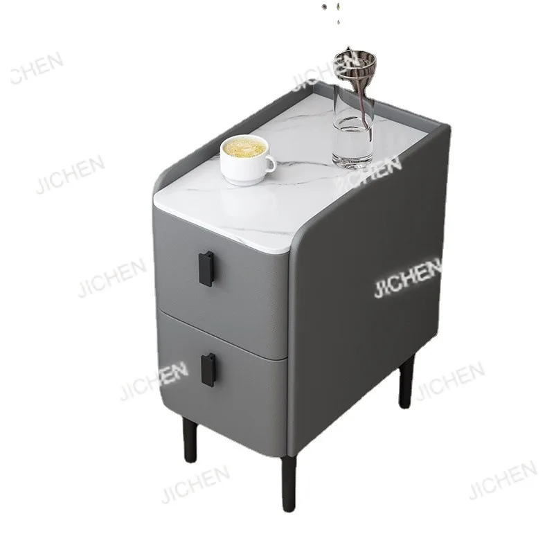 

Modern Luxury Bedside Table Bedside Table Wood Marble Top White Black Grey with Drawer Narrow Hotel Leather