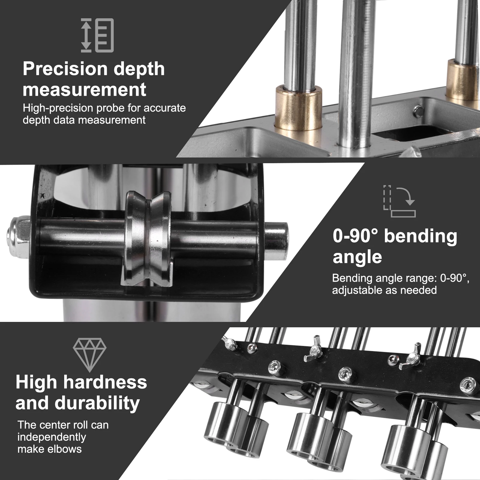 3 Station Edge Roller Bender 0-90° Bending Angle Handheld Sheet Metal Bender Tool with Aluminum Alloy Handle for 13-130mm Bends