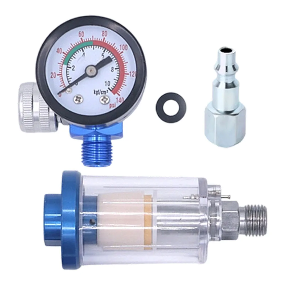 Oil Water Separator 1/4-Inch Spray Air Flow Gauge In-line Oil Water Trap Filter Separator W Adapter For G 1/4