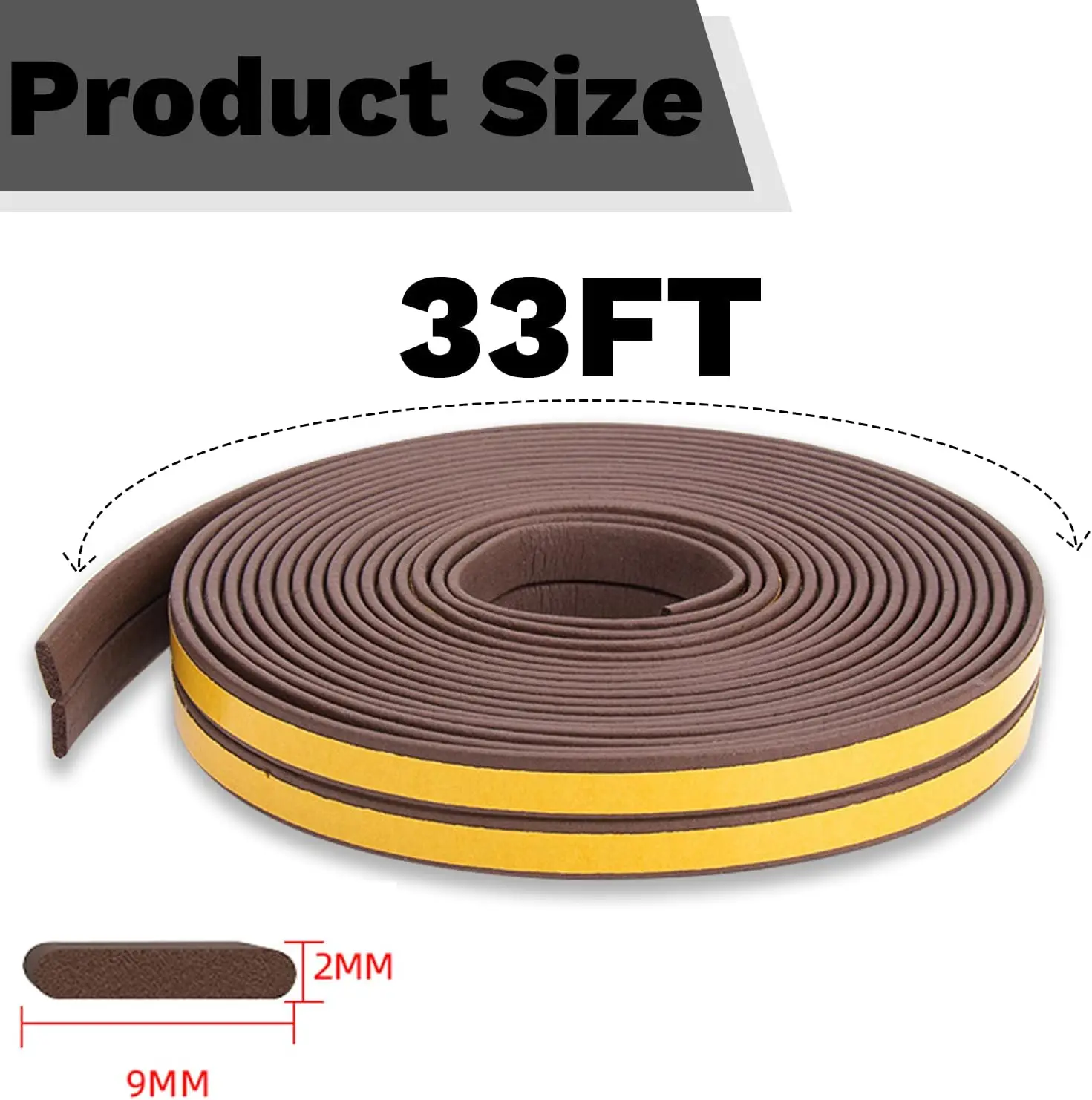 33 foot door and window sealing strip，high-density foam tape，sound insulation material，insulation strip，door frame sealing strip