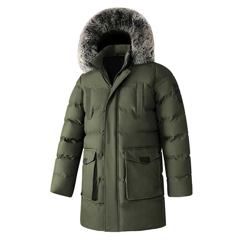 Large size cotton jacket for men detachable fur collar hooded cotton jacket loose fit jacket detachable hat standing collar cott