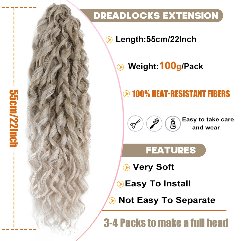 Sintético Afro Crochet extensões de cabelo para mulheres negras, cachos, pré looped, grandes cachos, trançando o cabelo, Jumbo cachos, 22"