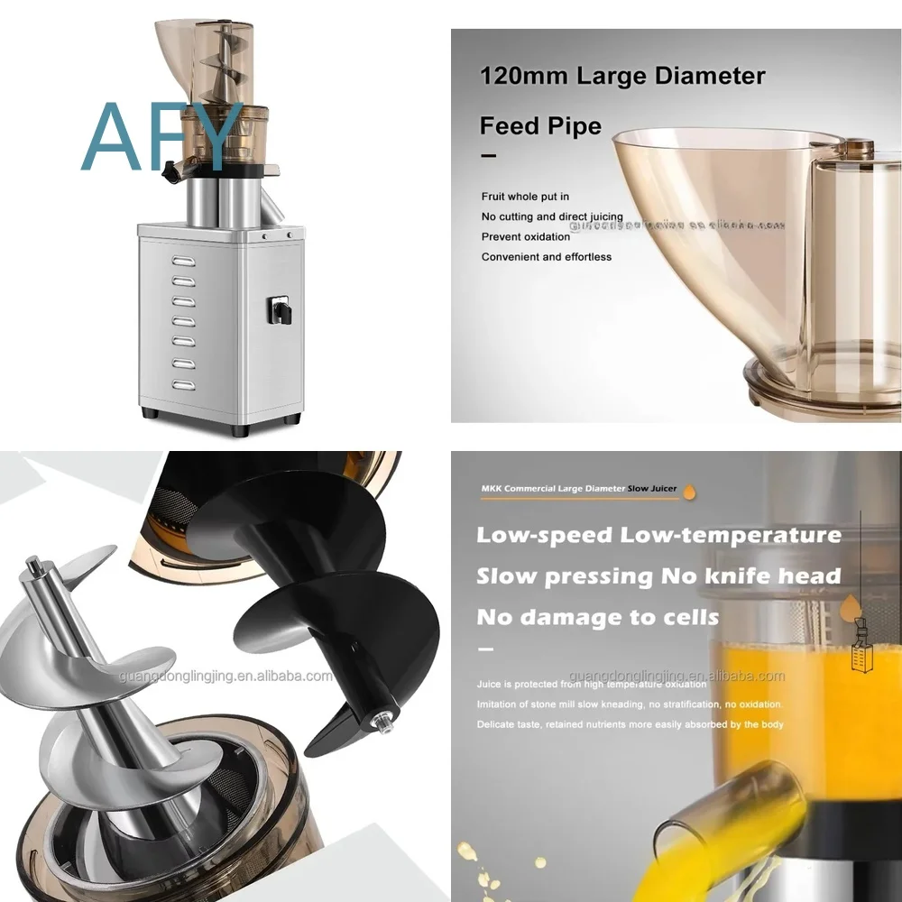 1200W Stainless Steel Cold Press Slow Juicer Machine for Commercial Use Auto Feeding Big Mouth Inlet No Cutting Required for