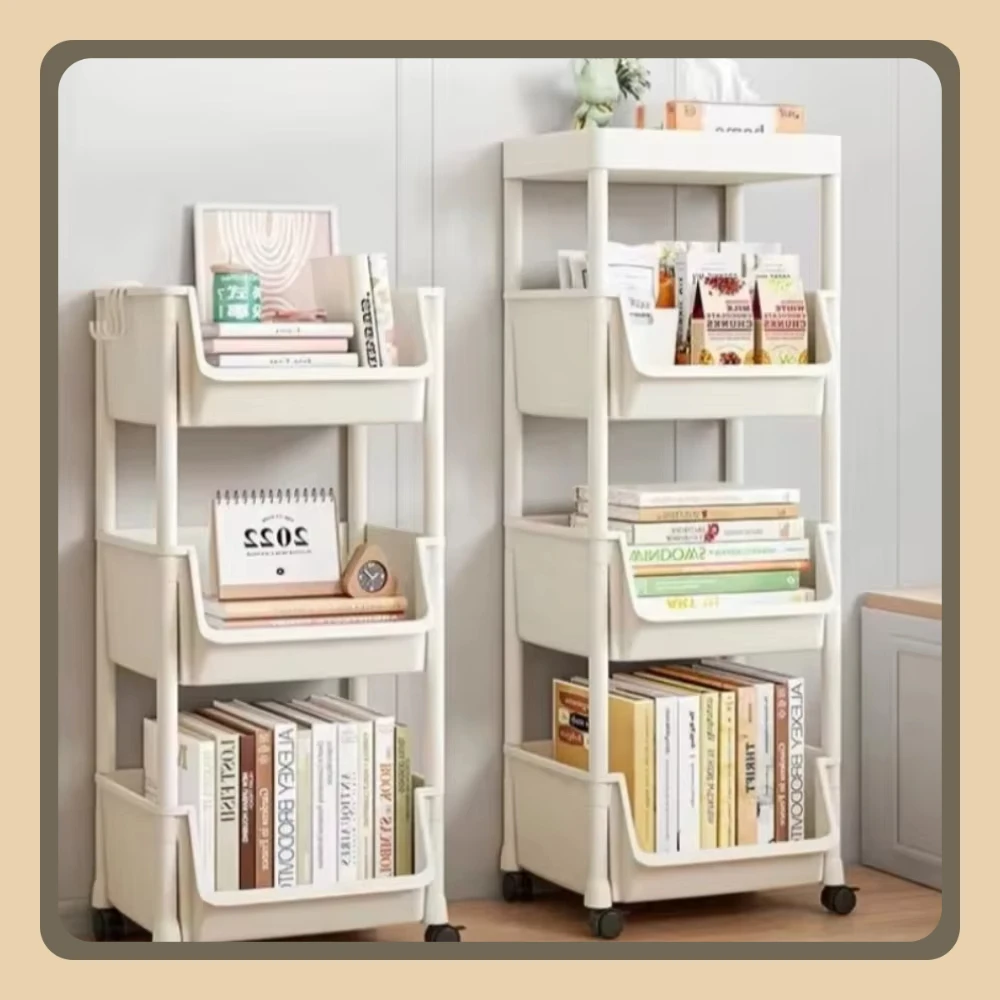 

Book Shelf Mobile Storage Rack Snacks Sundries Book Magazine Rack Living Room Study Kitchen Bathroom Home Floor Wholesale