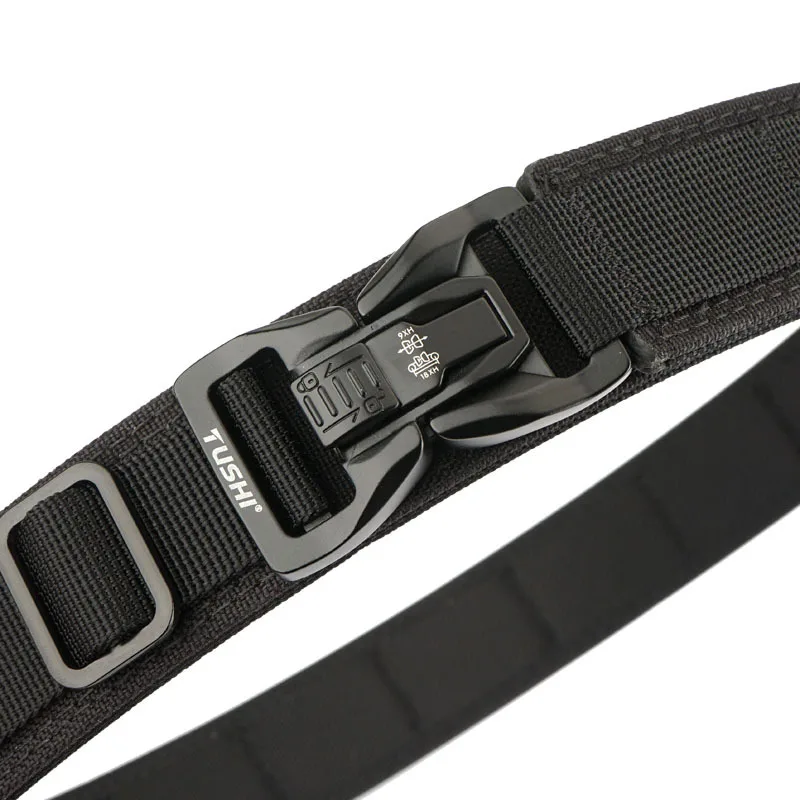 

Outdoor Multifunction Training Tactical Belt Double Layer Thicken Nylon Metal Buckle Waist Belt Sport Techwear Style Cinturon