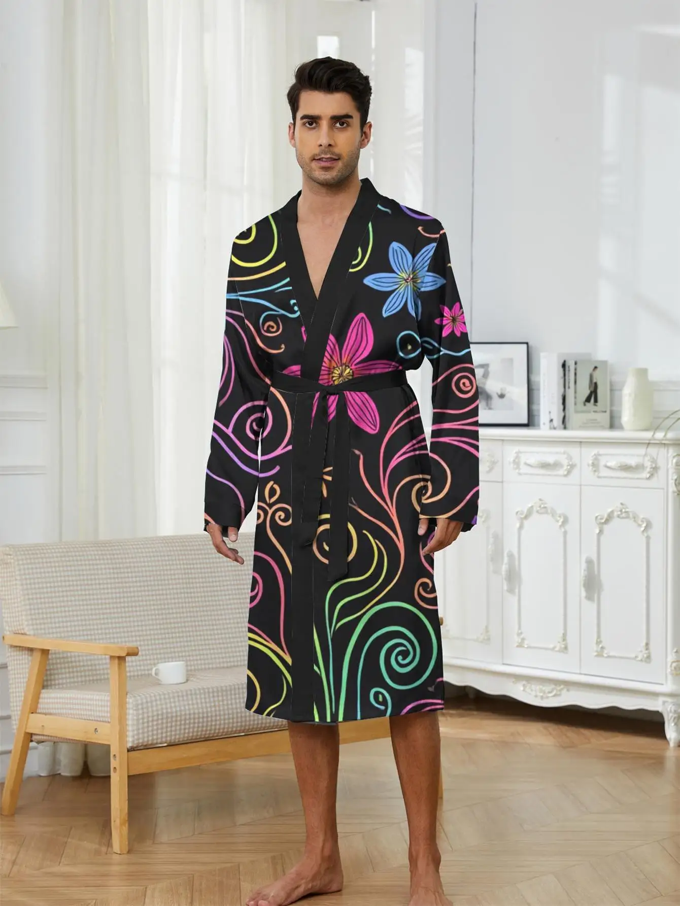 

1pc Men'S Robes 2026 Spring/Summer Funny Pajamas 3D Printed Graphic Robe Men'S Sleepwear Bathrobe Polyester Men'S Bathrobe