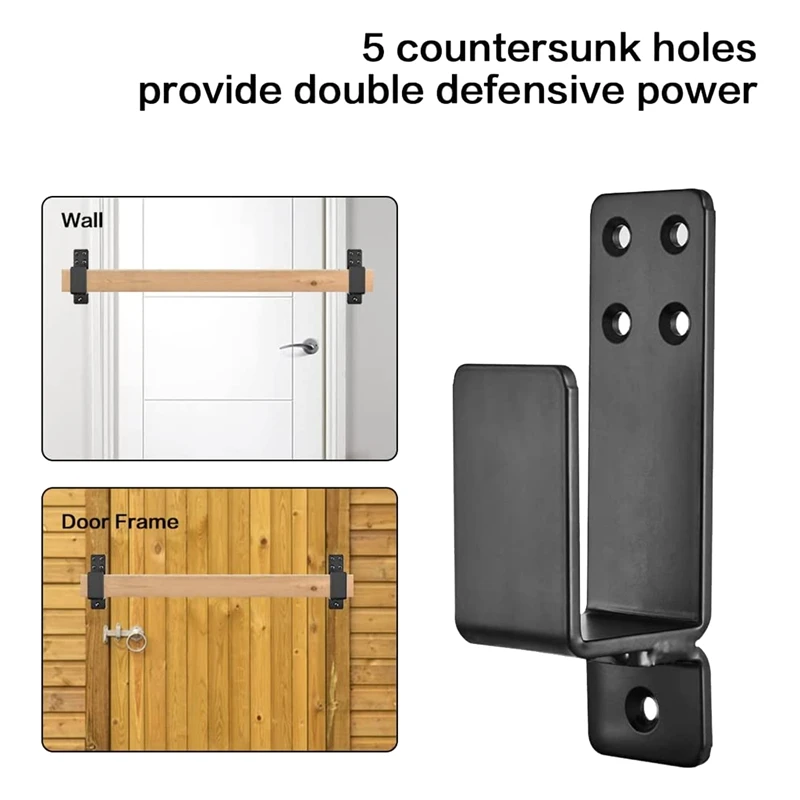 Door Brackets,2 Pack Drop Open Bar Holder for Home Security, 2X4 Bar Brackets Prevent Unauthorized Entry