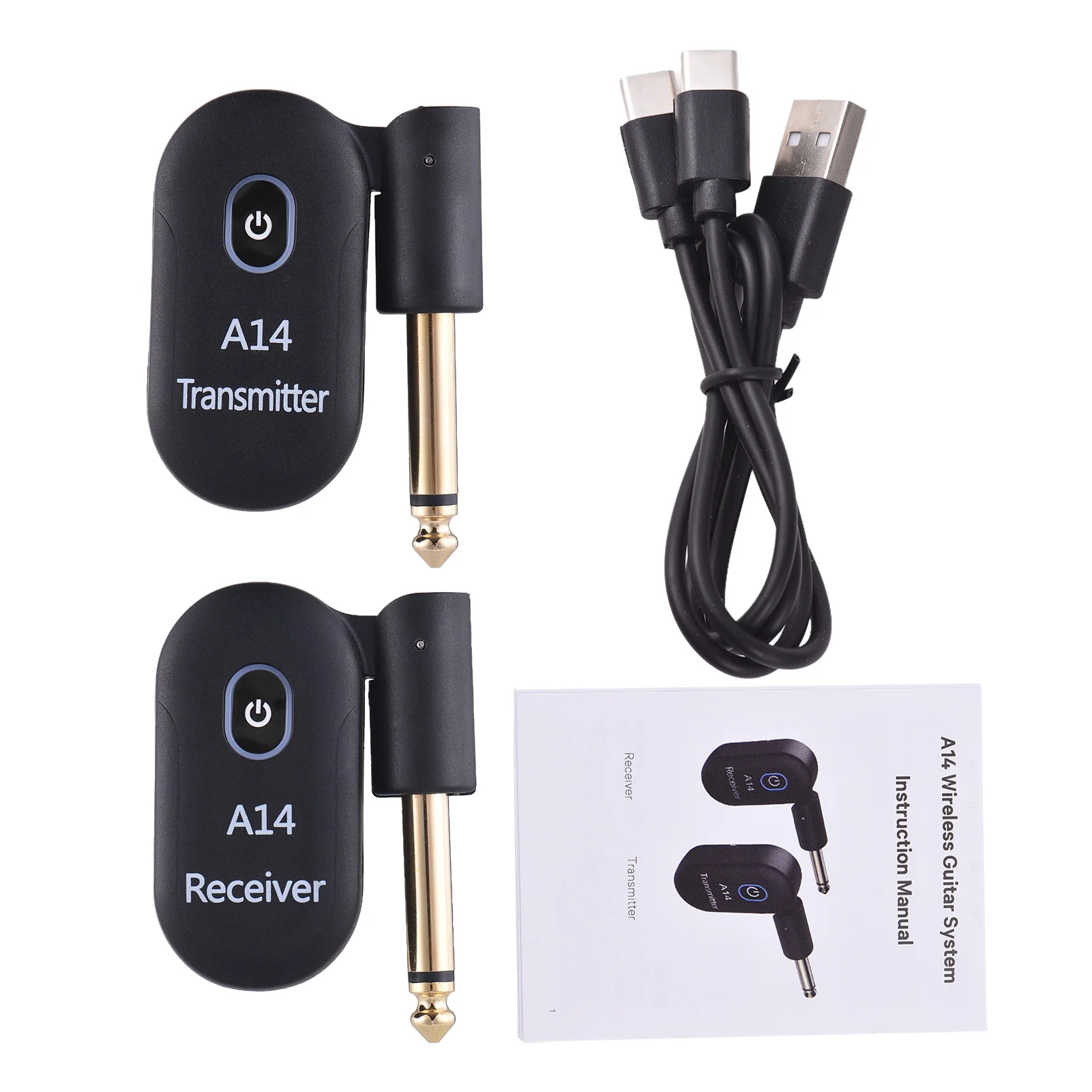 2.4G Wireless Guitar System Rechargeable Guitar Transmitter Receiver Set Dual Mode Switching 90-degree Rotatable Plug and Play
