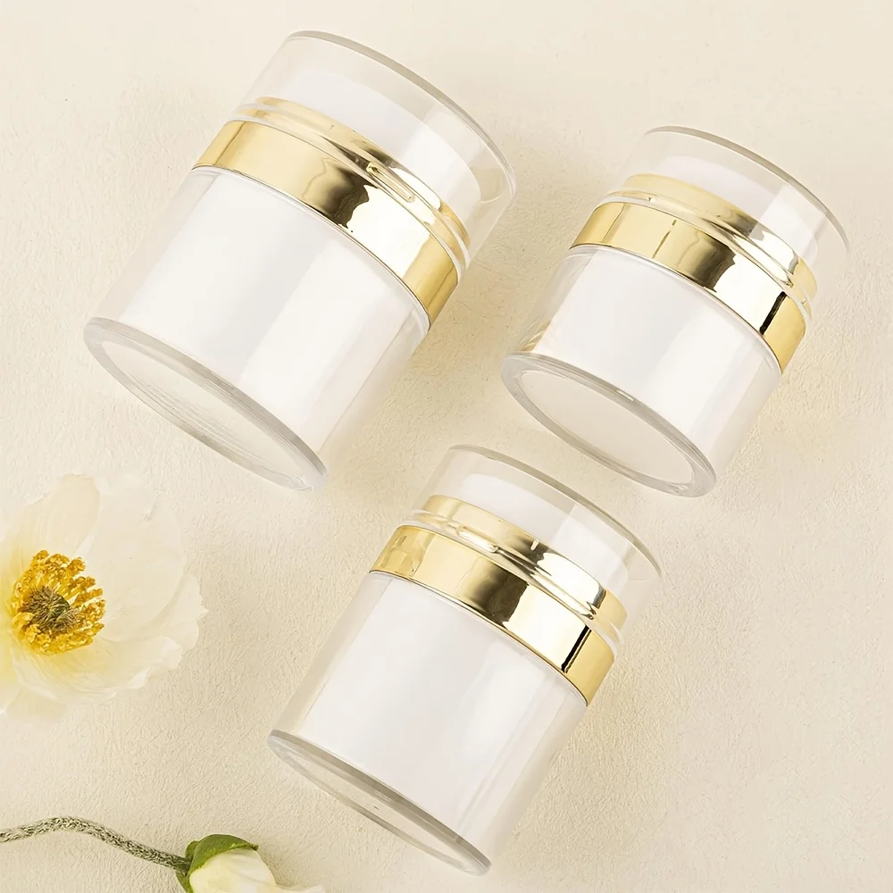 Frascos de bomba sin aire de 3 uds, 0,5 Oz, 1 Oz, 1,7 Oz, frascos de bomba cosmética recargables vacíos, botellas, dispensador de crema de loción portátil para viajes