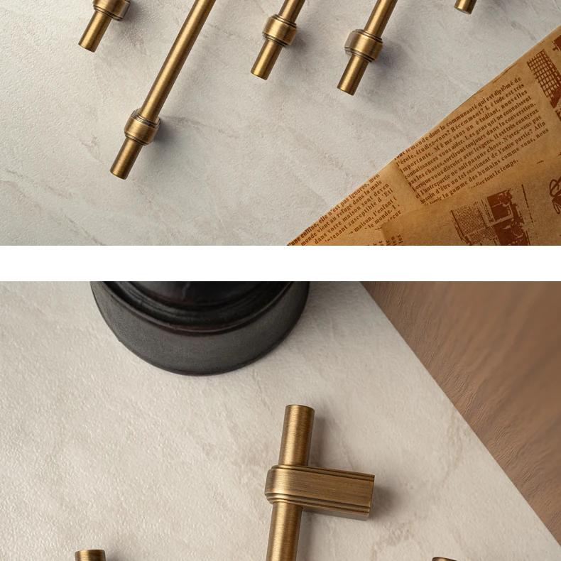 Antique brushed brass wardrobe pull and cabinet knob — supplier illustration 3