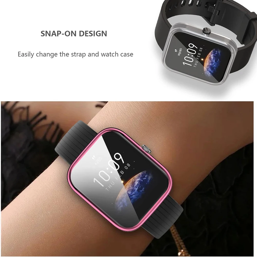 เคสป้องกันหน้าจอสำหรับ amazfit BIP 3 /bip 3 Pro smartwatch, TPU นุ่มชุบกันชนฝาครอบป้องกัน seluruh wajah