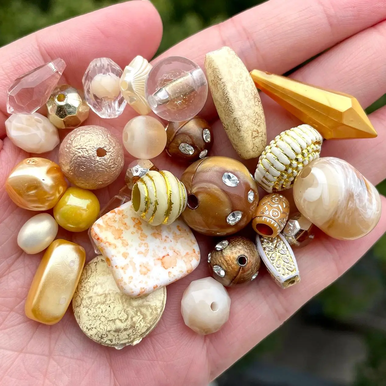50g Mixed Style Champagne System Baroque Acrylic Beads Various Shapes Spacer Loose Beads DIY Jewelry Making Bracelets Necklaces