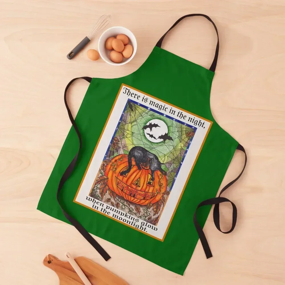 

Pumpkin Cat Apron Kitchens Men Kitchen Women work ladies Women's Home Clothes Apron
