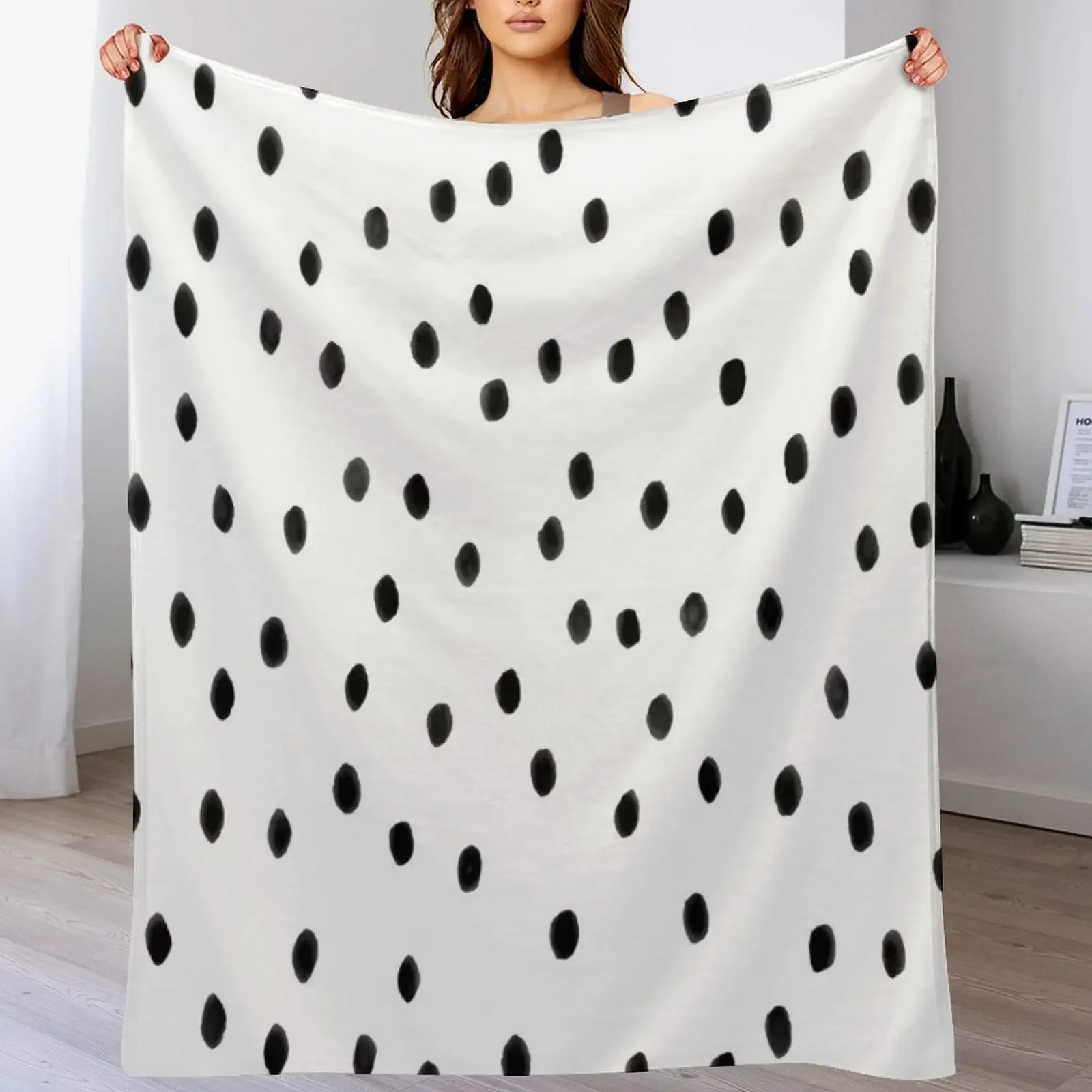 Dalmatian Polka Dot Spots Pattern (black/white) Throw Blanket Beautifuls Winter beds Kid'S heavy to sleep Blankets