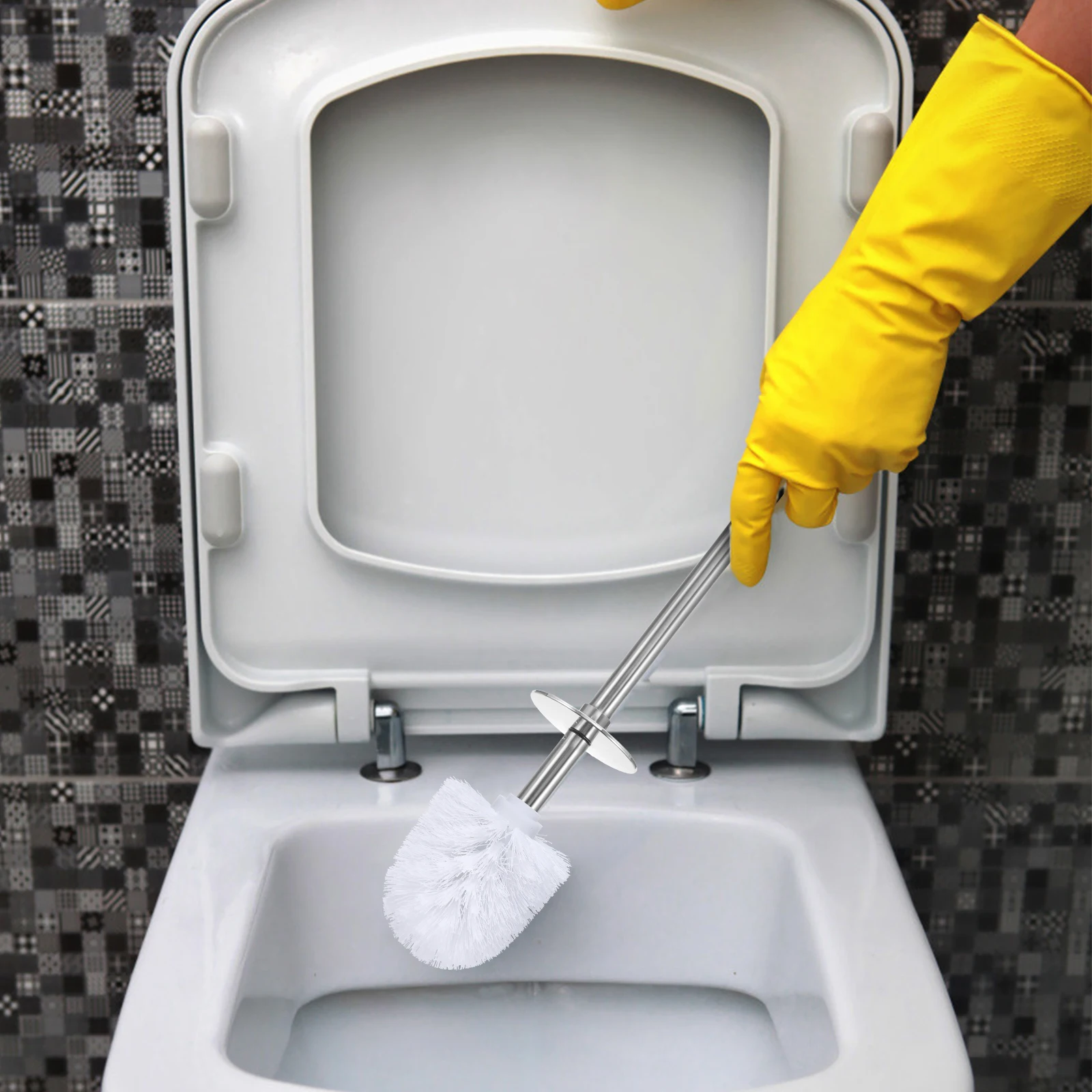 

5pcs Bathroom Cleaning Brush Head 80x100mm White Plastic Firm Bristles Toilet Replacement Ball Easy Storage Home Decor