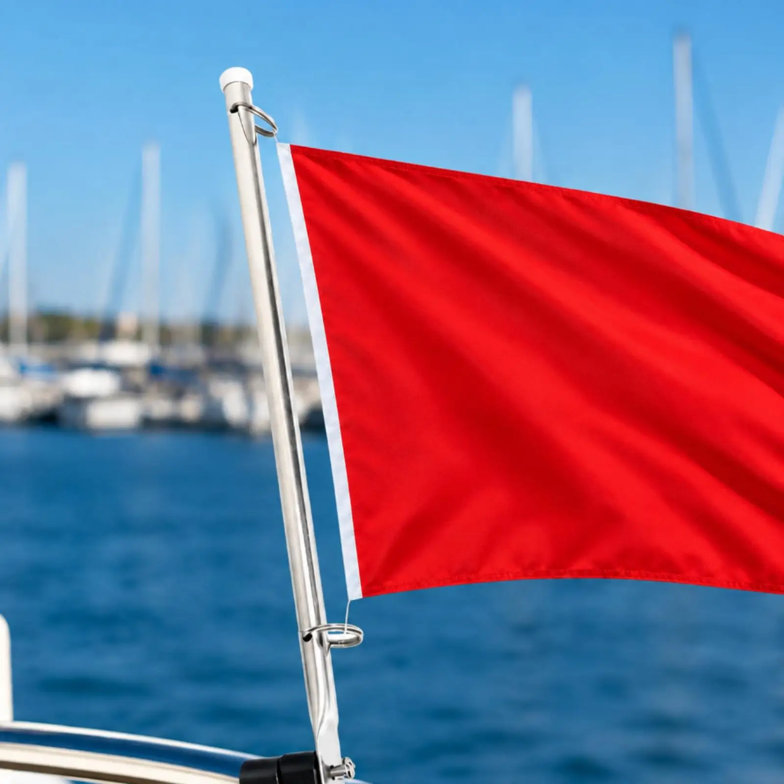 Yacht Boat Flag Pole Holder Stainless Steel Anti Tangle Mount with Adjustable Black Bracket for Rails