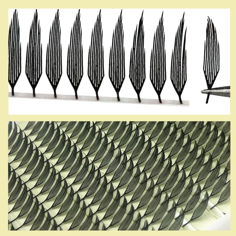 MIOFIA برج العلوي ريشة شكل رمش تمديد هزلية الطبيعية خفيفة الوزن الرموش الصناعية قبل الصنع المشجعين جلدة لأداة ماكياج