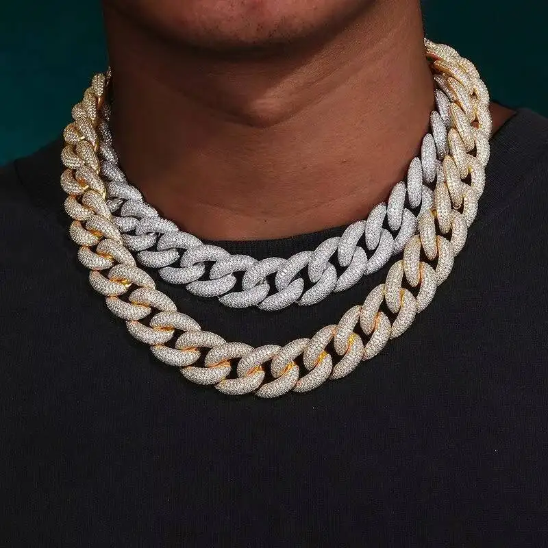 Luxury Unique Design Streetwear Moissanite Cuban Chain Necklace for Men with VVS Diamond Look Shine Available for Sale.