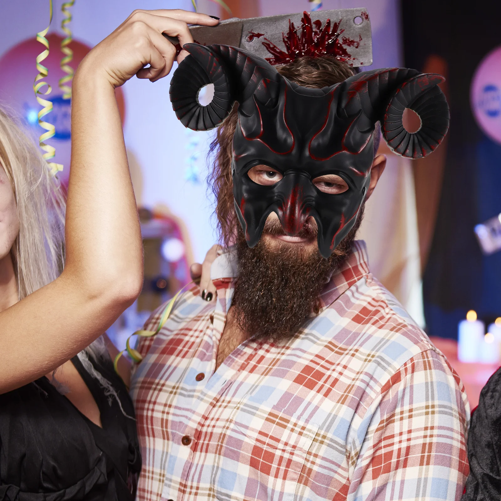 할로윈 파티 코스프레 가면 축제 참신 의상 액세서리 장식용 황소 뿔 모양 커버