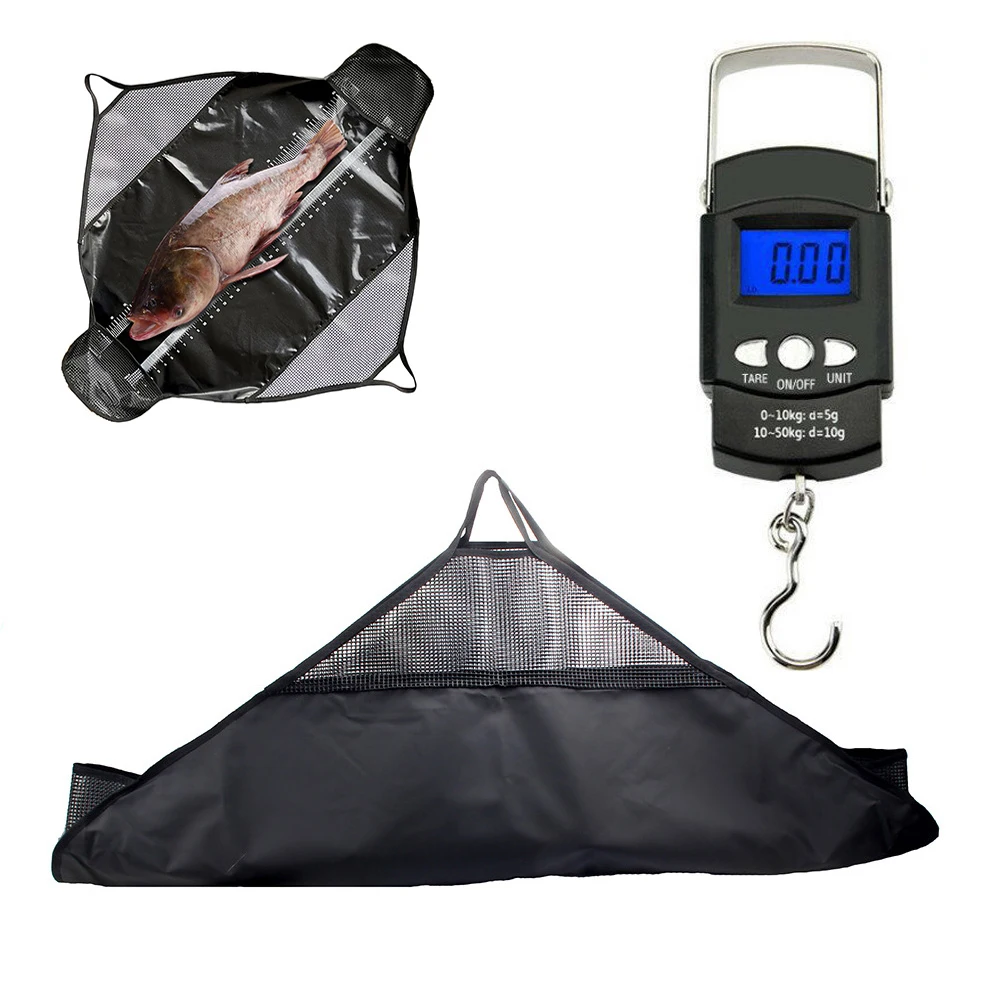 Fishing Weighing Sling Bag With Ruler Graduated Scale Case Carp Coarse Fishing Tackle Heavy Duty Fish Bag Weigh Bag