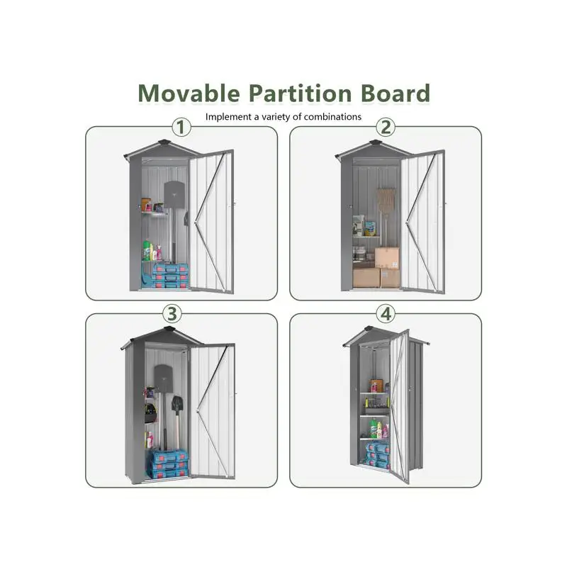 

High-Quality Galvanized Iron Waterproof Shed, Efficient Space Planning, Solid Lock System, Easy Assembly, Two Color Options